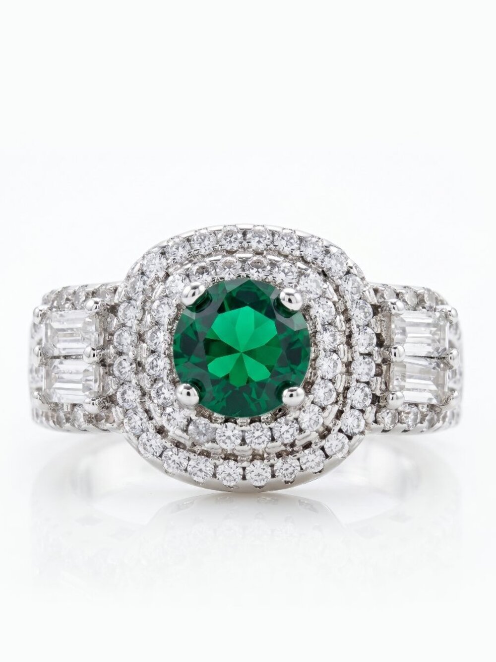 Emerald Green Gemstone Ring, real 925 Sterling Silver Charmed Aroma Size 7 BP